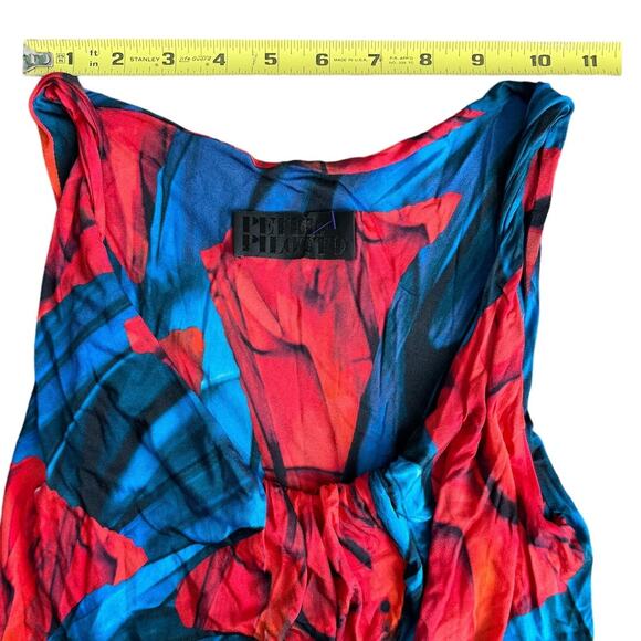 Peter Pilotto Abstract Colorful Glam Asymmetrical Red/Blue Viscose Dress, Size 8 - Picture 4 of 8